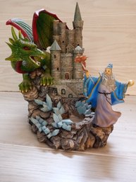 Wizard, Dragon And Castle Candle Holder