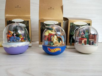 3 Powered Hallmark Tree Ornaments, Features Winnie The Poo, Hotwheels And Last Minute Shopping