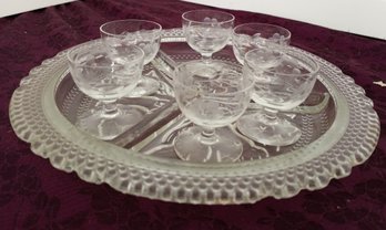 6 Tiny Goblets With Serving Tray