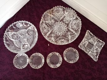 7 Decorative Glass, Shallow Bowls/saucers