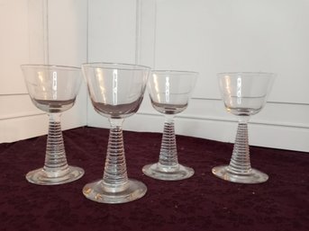 4 Decorative Glass Goblets With Cat And Key