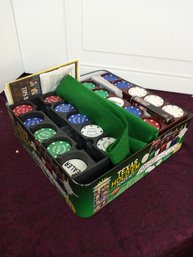 Texas Hold'em Poker Chip And Card Set, Includes Tin And Chip Trays