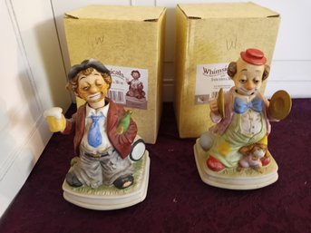 2 Whimsicals Hand Painted Porcelain Figurines With Animation & Music: Cheers! And The Merrymakers