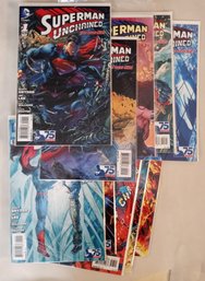 10 DC Comics, Superman Unchained The New 52, Issues #1, #2 (x2), #3-9, Comics Are Bagged And Boarded