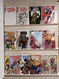 14 DC Comics. Justice League. Issues #1, 4, 7, 10, 11, 19, 20, 24, 39, 40, And 41.