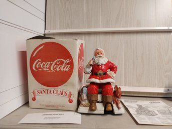 Limited Edition 1993 Coca-Cola Santa Claus, Melody In Motion Figurine, Hand-painted Porcelain Bisque Finish
