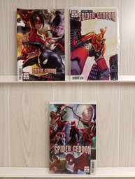 3 Marvel Comics From The Spider Geddon Series. Issues 0, 2 And 4, All With Variant Covers