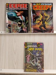 3 Comics / Magazines: Grimm's Ghost Stories 90272-501, Creepy #107, Eerie #107