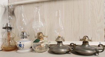 5 Oil Lamps, Various Sizes, Looks And Materials