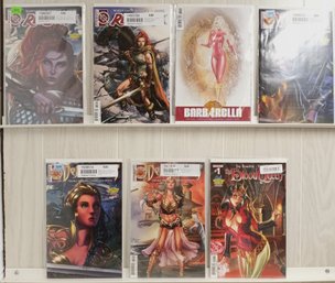 7 Dynamite Comics, Lot Includes: Red Sonja, Barbarella, Dejah Thoris, Vampirella, And The Blood Queen