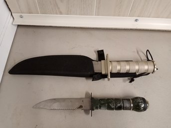 2 Knives With Compasses, One Has A Sheath