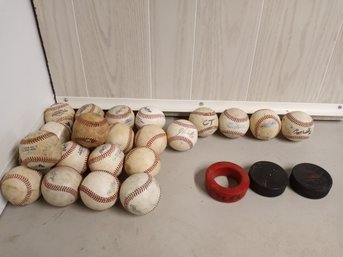 Over 20 Baseballs, Some Signed. Two Pucks And More. See Pics For What Is In This Lot
