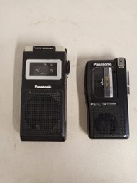 2 Panasonic Brand Micro/hand Held Tape Recorders