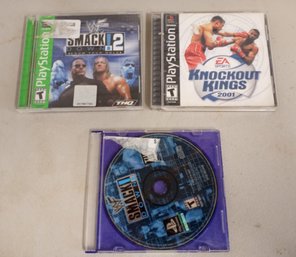 3 PlayStation Games: Smack Down! 2, Knockout Kings 2001 And Smack Down!