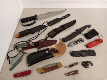 Large Lot Of Knives, Folding Knives, Multitools And More, Includes Ozark Trail And Smith & Wesson