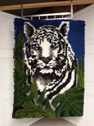 Tiger Latch Hook Rug Wall Hanging, @24' X 39'