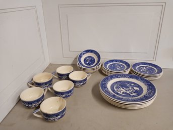 Collection Of Willow Ware By Royal China, Underglaze 54