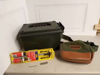 Ammo Box And Shotgun Cleaning Kit, A Satchel And Allen Wrenches