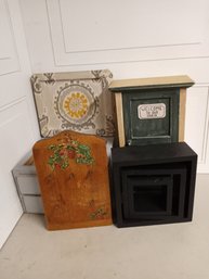 A Small Chest Of Drawers, A Hook Board, Three Nesting Shadowboxes And A Small Cabinet