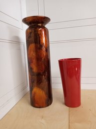 2 Vases, One About 18' Tall, The Other About 10' Tall