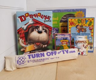 5 NOS Board Games For Kids And 1 NOS Felt Playset