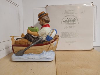 'Willie In A Rowboat' Melody In Motion Figurine, Hand-painted Porcelain Bisque Finish