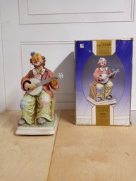 'Banjo Spotlight Clown' Melody In Motion Figurine, Hand-painted Porcelain Bisque Finish