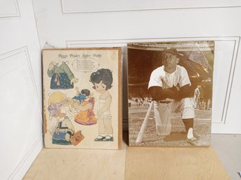 2 Collectable Items: A Peggy Pryde's Sister Patty Dress Up Panel And A Picture Of Micky Mantle