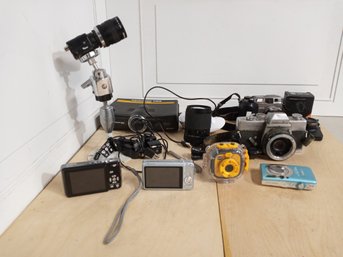 Collection Of Cameras. Different Types, Styles, Power, Make, And Models.
