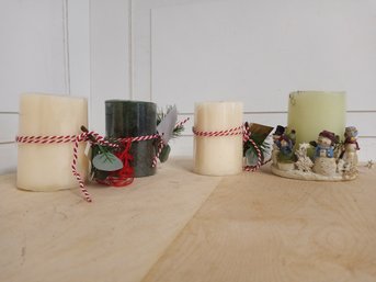 4 Holiday Themed Candles, 3 Never Used Or Opened