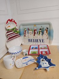 Lots Of Snowman Related Containers, Trays Or Cups