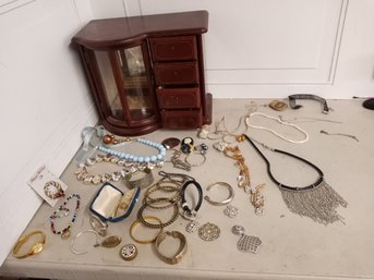Jewelry Box And Jewelry, See Pics For Details Of What Is In The Lot