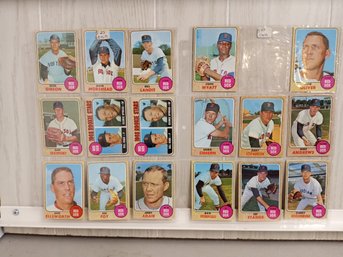 1960s Redsox Baseball Cards. 17 Baseball Cards In 2 Binder Sleeves. See Pics For Lot Contents
