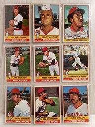 1970s Redsox Baseball Cards. 13 Baseball Cards In 1 Binder Sleeve. See Pics For Lot Contents