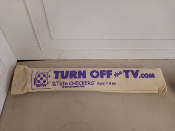 Turn Off The TV.com Travel Game In Velcro Sealing Canvas Tote: Checkers Board Game, Never Used
