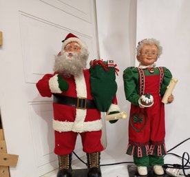 2 Animated Christmas Dolls, One (Santa) Works, Mrs Clause Looks Great But Is Not Moving