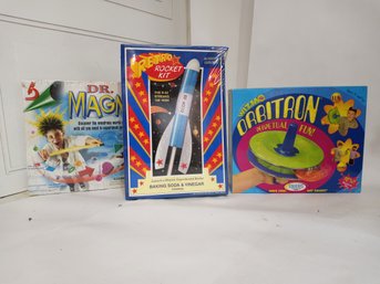 3 Science And Motion Teaching Toys Dr. Magnet, Retro Rocket Kit And Wizmo Orbitron