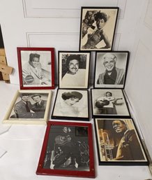 9  Framed Pictures Of Legendary Musical Talents, Includes Elvis And Fats' Domino.