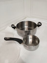 2 Farberware Durable Stainless Steel Pots. See Pictures For Size And Condition