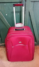 Red Samsonite Brand Luggage With Wheels And Telescoping Pull