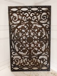 A Roughly 17' X 28' Heavy Metal Grate With Lovely Details On One Side. Other Side Is Flat.