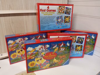 5 Copies Of The  '4 First Games' Board Games Set. Never Opened.