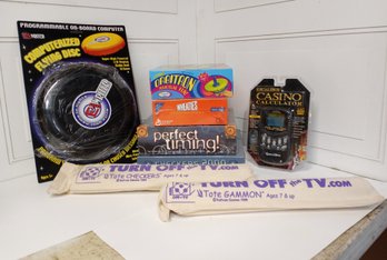 8 Never Opened Games And Toys. Flying Disk, Orbitron, Perfect Timing, Wheaties Game And More