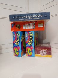 5 Never Opened Games And Toys. Includes 2 Orbitron, Checkers 2000, Wheaties Game, Scaventure