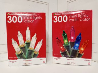 2 300 Count Mini Lights Sets. Appear To Have Not Been Used, Though The Box Is Opened. Untested