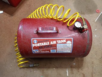 Portable Air Tank With Hose,    Dial Missing Glass.