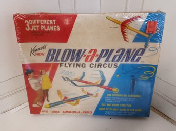 A Vintage, Kenner's Brand Blow-a-Plane Flying Circus Playset. Never Opened.