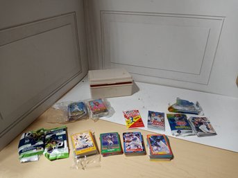 Collection Of Baseball And Football Cards. Some Still In Wrappers (but Opened).