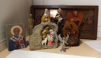Religious Icons And Bronze Wall Hanging Depicting 'the Last Supper'