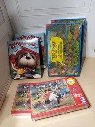 6 NOS Games Or Puzzles: Doghouse (2), Little Leaguer (2) And Take A Hike (2)